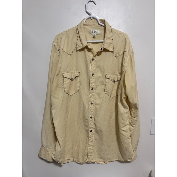 Ryan Michael Other - Ryan Michael Mens Silk Cotton Western PearlSnap Shirt Wheat Paisley Jacquard XXL